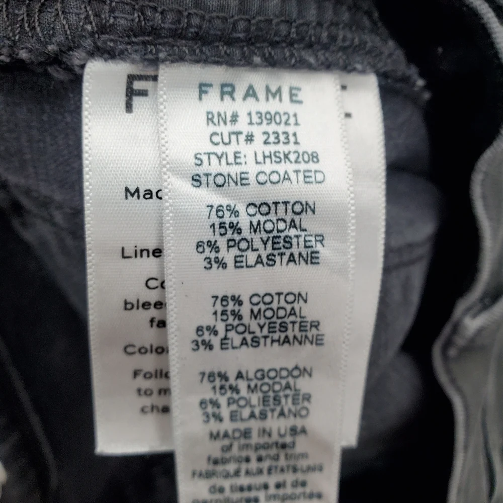 Frame Denim Le High Skinny Jeans Stone Coated Womens Size 25